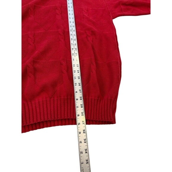 VTG 90s Jantzen Red Heavy Textured Cable Knit Sweater Men's Size 2XLT  USA Made - Picture 5 of 6